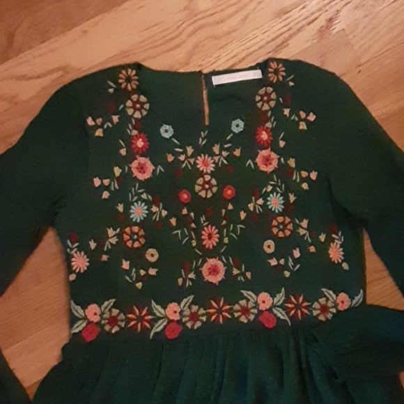 NWOT zara green dress floral - Picture 2 of 8